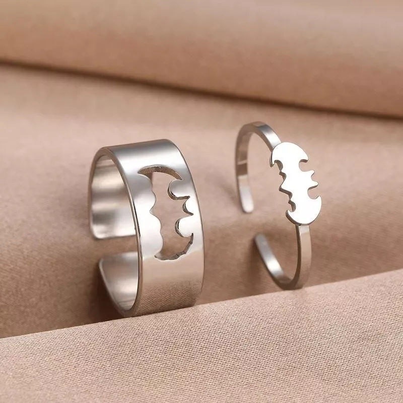 Stainless Steel Rings Gothic Hip Hop Punk Bat Fashion Adjustable Couple Ring For Women Jewelry Wedding Engagement Gift 2Pcs/set Stainless Steel Rings Gothic Hip Hop Punk Bat Fashion Adjustable Couple Ring For Women Jewelry Wedding Engagement Gift 2Pcs/set