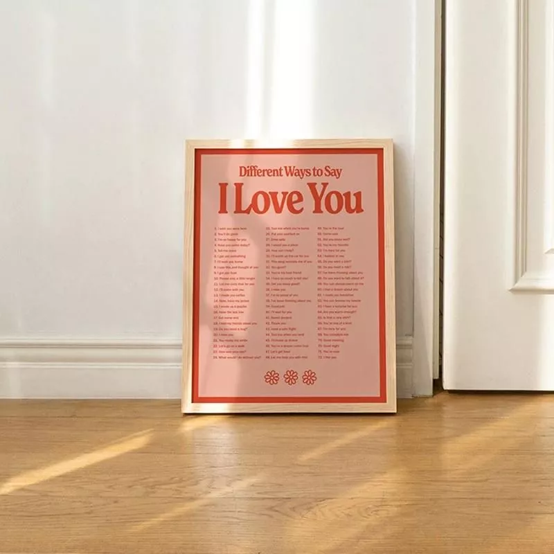 Love Theme 100 Sentence Different Ways Say I Love You Red Poster Canvas Painting Wall Art Print Picture Room Interior Home Decor Love Theme 100 Sentence Different Ways Say I Love You Red Poster Canvas Painting Wall Art Print Picture Room Interior Home Decor
