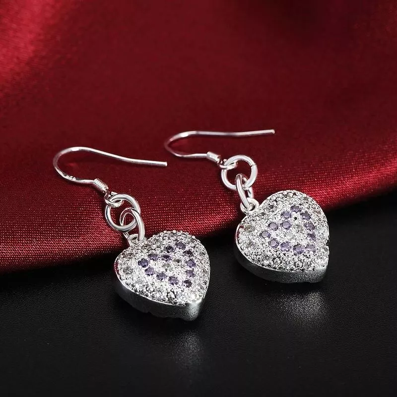 New 925 Sterling Silver color Earrings for Women fashion Jewelry Zircon Hollow heart earrings high quality Holiday Gifts New 925 Sterling Silver color Earrings for Women fashion Jewelry Zircon Hollow heart earrings high quality Holiday Gifts