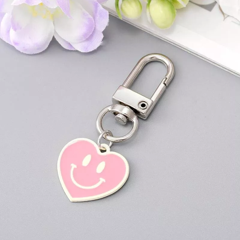 1Pcs Heart Love Smile Face Keychain Key Ring For Women Men Friend Gift Trendy Cute Bag Airpods Box Car Phone Accessorie Jewelry